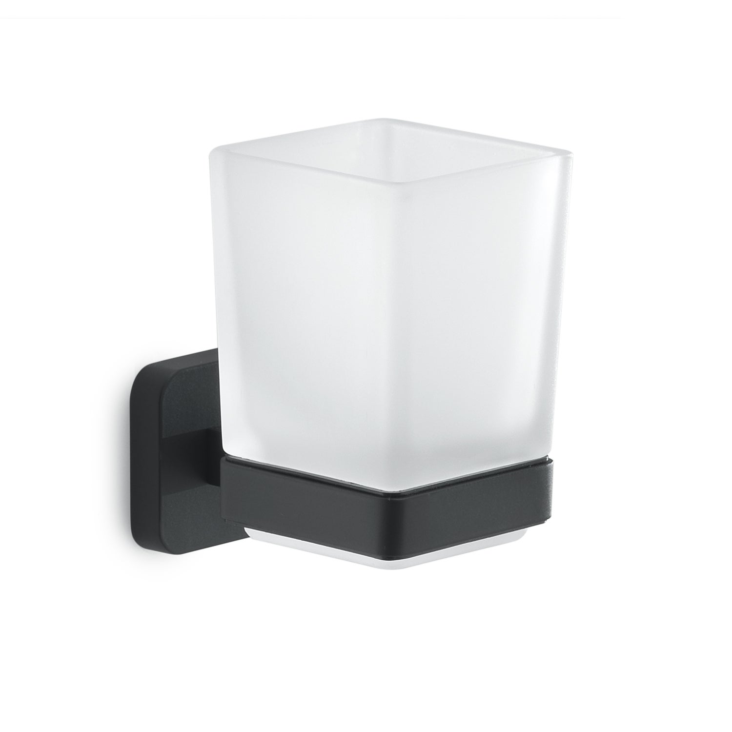 Gedy Tonga Porta Spazzolini Bagno da Muro Finitura Nero Opaco, Fissaggio con Viti o Adesivo, Portaspazzolini da Bagno in Acciaio Inox e Cromall, Conte