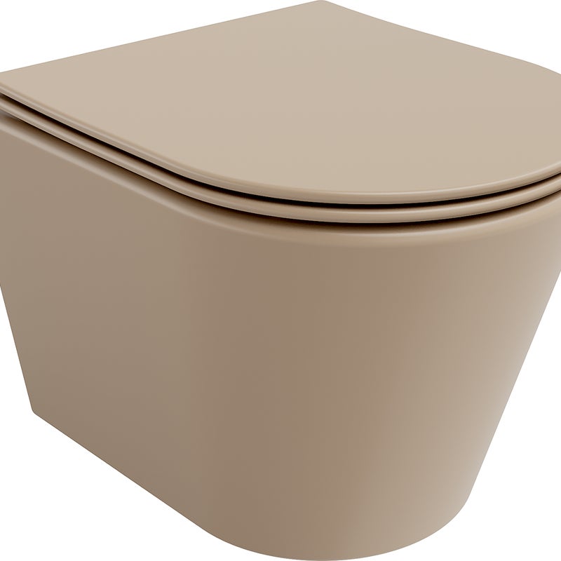 Mexen Rico miska wc Rimless z deską wolnoopadającą slim, duroplast, cappuccino mat - 30724064