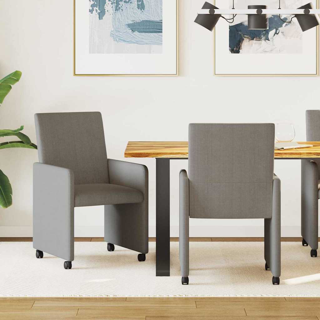Krzesełka jadalne na kółkach 2 pcs Jasnoszary 57 x 66 x 94 cm vidaXL