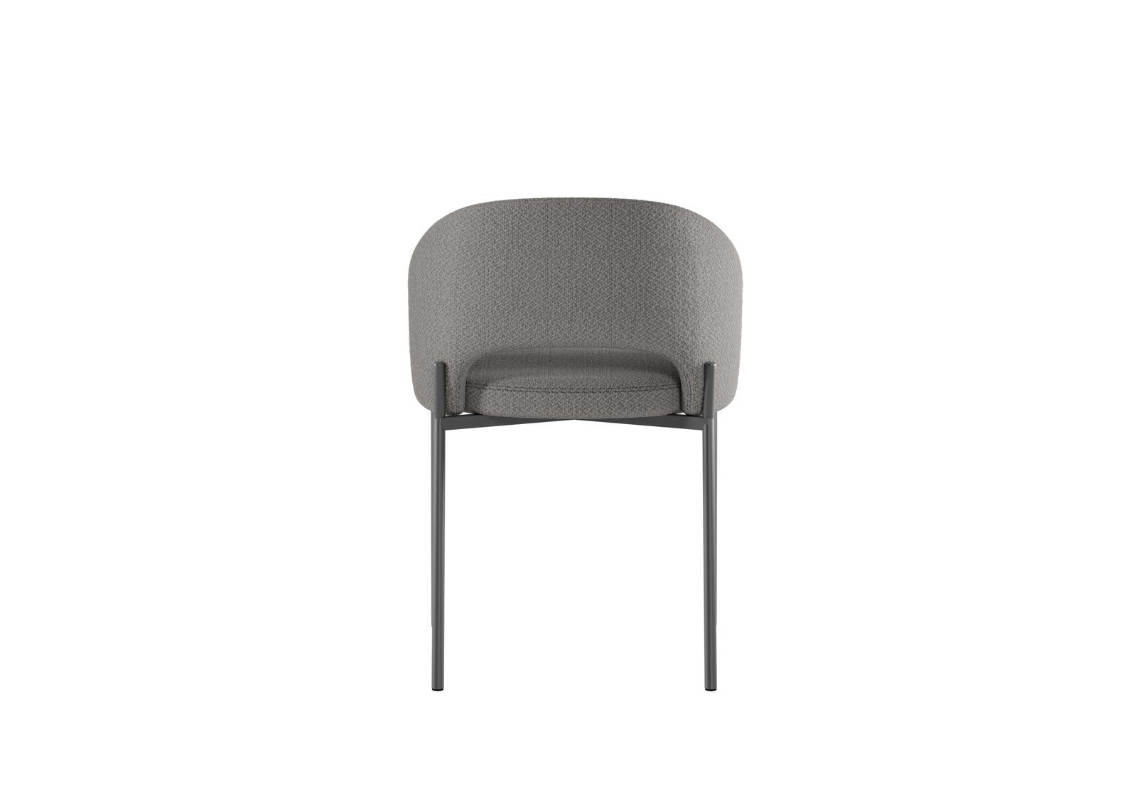 Krzesło Greta w jasnoszarej tapicerce z metalowymi nogami w kolorze antracytowym, krzesło o okrągłym kształcie, 55,5 x 52 x 78,5 cm – kolekcja Greta