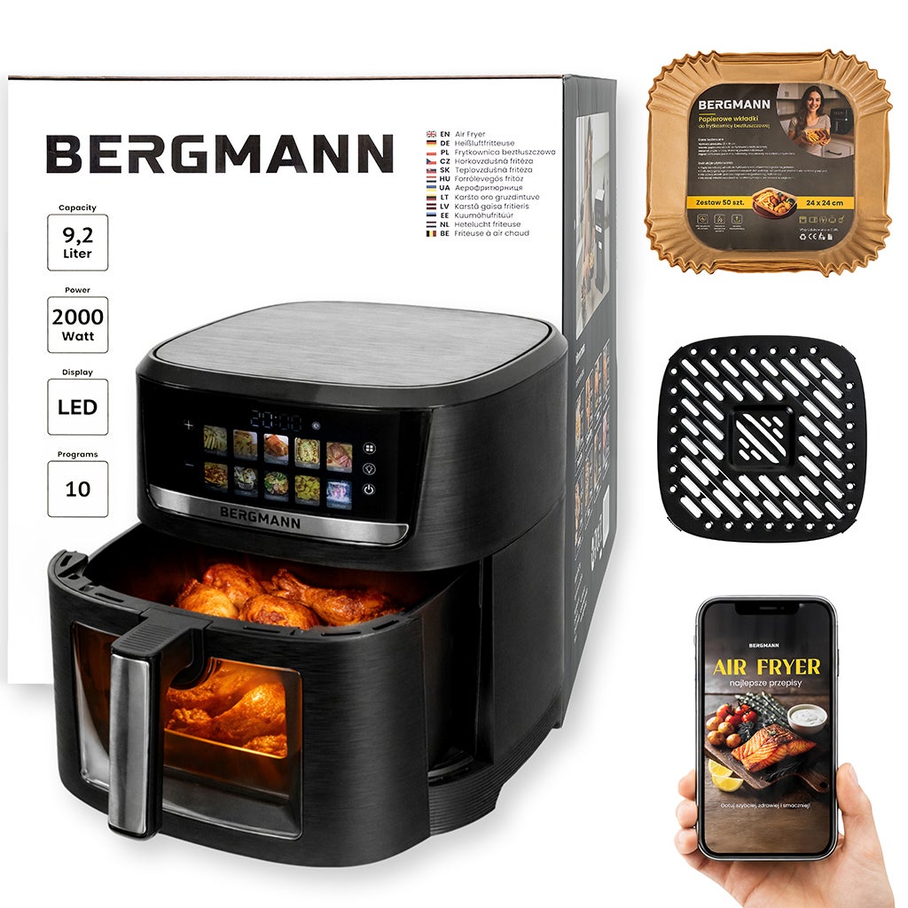 Frytkownica Beztłuszczowa Air Fryer BERGMANN kosz 9,2L 2000W