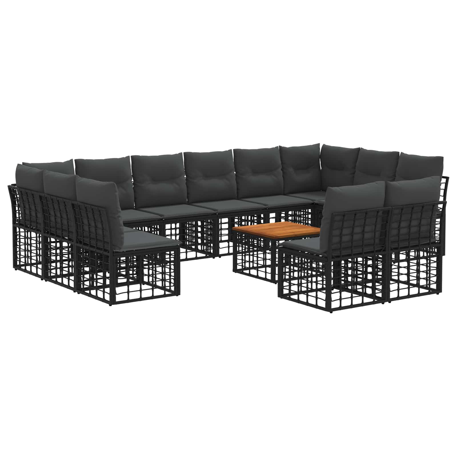 Zestaw sof na zewnątrz 13 pcs Czarny i Ciemnoszary Poliester vidaXL