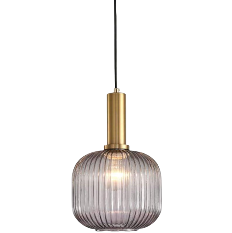 HJXDtech - Vintage Industrialny Szklany Lampion, Lampa Sufitowa z Polerowanym Mosiądzem, Lampa Wisząca do Jadalni Cu