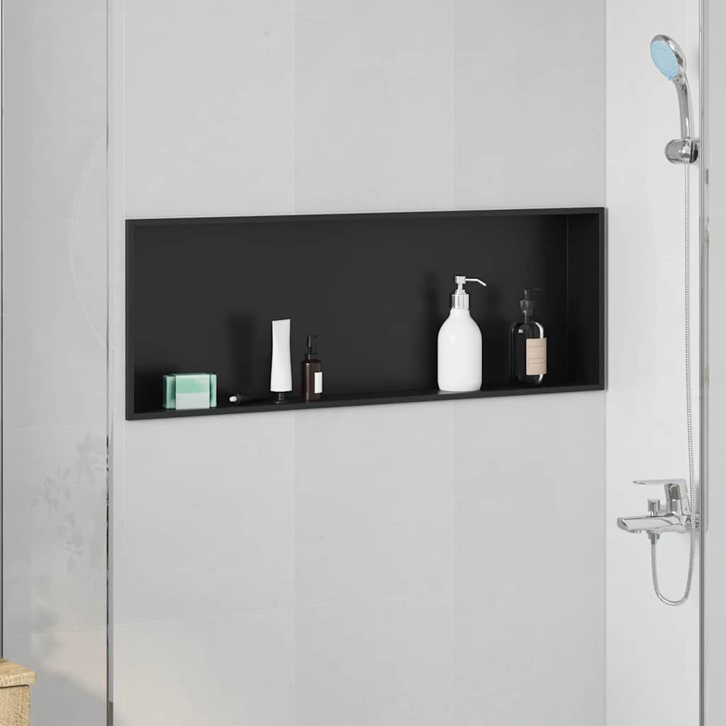 Nisza prysznicowa Czarny 90 x 30 x 9,5 cm Stal nierdzewna vidaXL