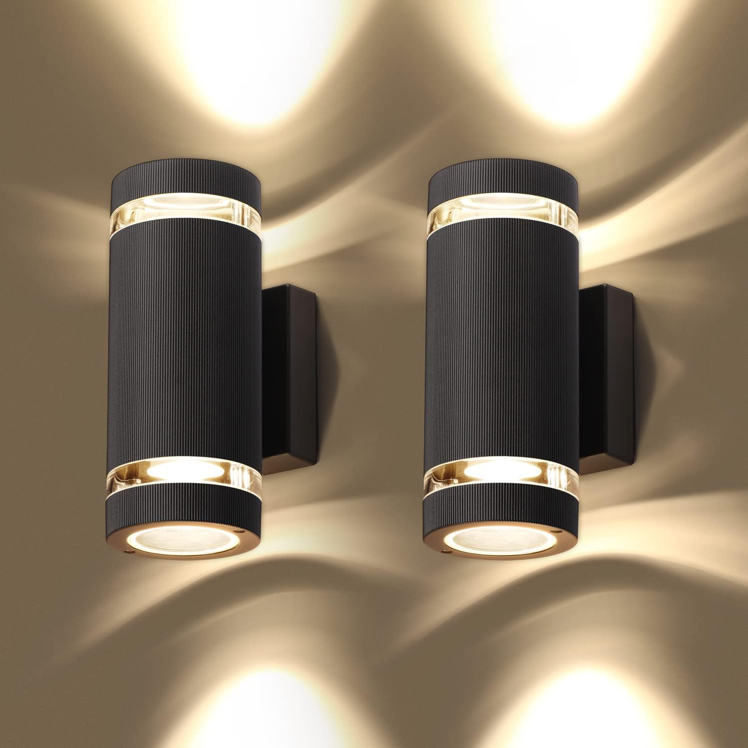 Zestaw 2 lamp zewnętrznych LED, wodoodporna oprawa oświetleniowa IP65, aluminiowa lampa ścienna, idealna do ogrodów i wejść