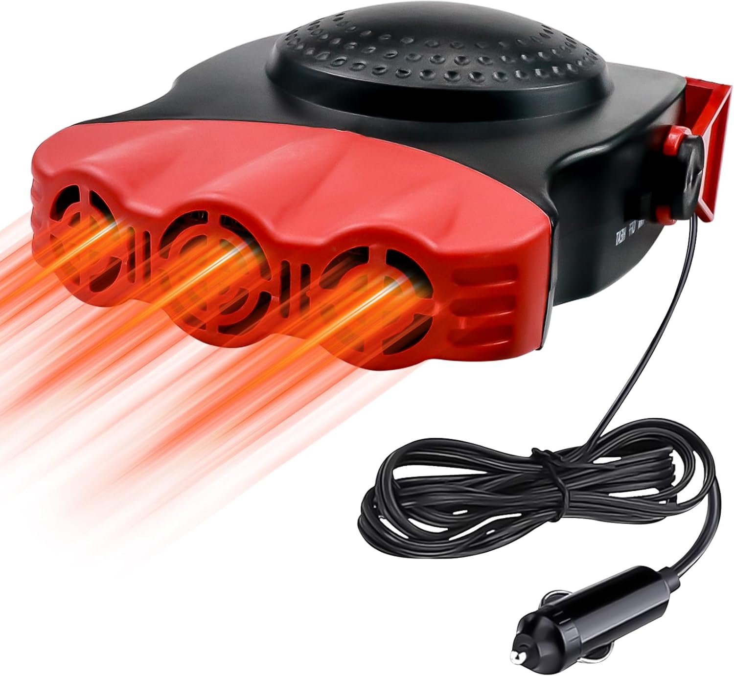Ogrzewacz samochodowy, przenośny grzejnik z wentylatorem 150 W, 12 V, szybkie odmrażanie i odparowywanie, z obrotem o 180° i wtyczką do zapalniczki s