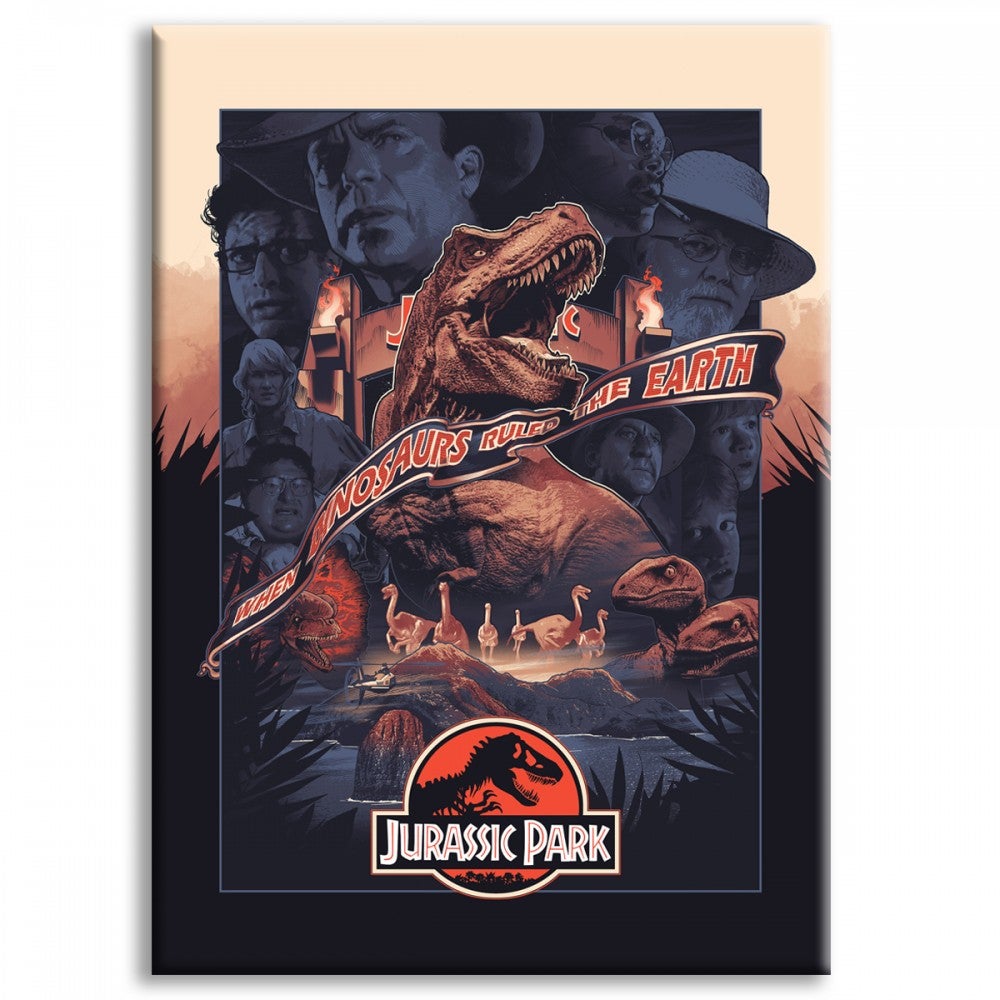 PARK JURAJSKI - Plakat filmowy - Wydruk na płótnie i oprawiony w drewnianą ramę 100x140 cm