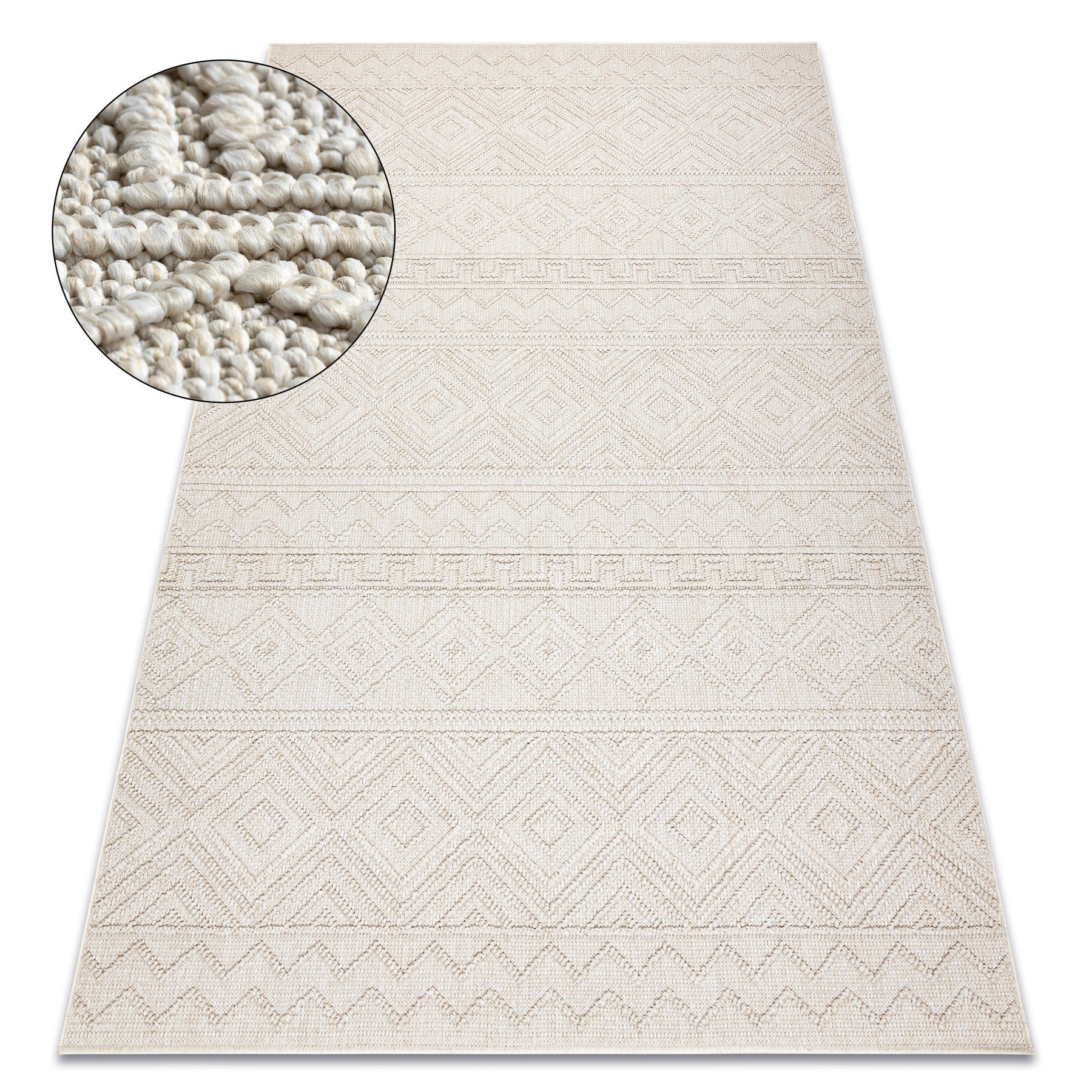 Dywan JERSEY 19234 krem - Romby, pętelkowy, strukturalny BOHO 240x330 cm
