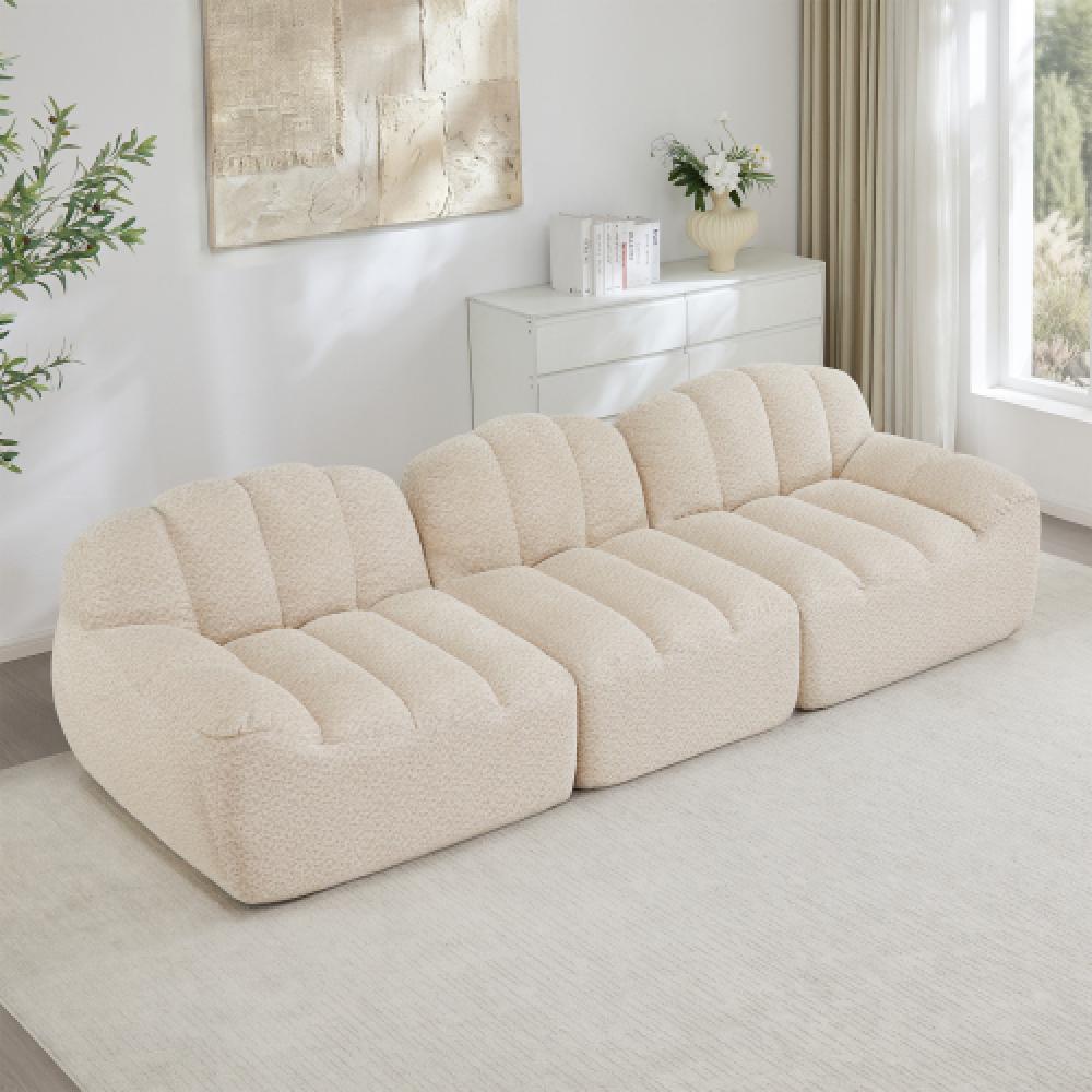 Modułowa sofa 3-osobowa w stylu muszli, głębokie poduszki, do salonu i mieszkania, nie wymaga montażu