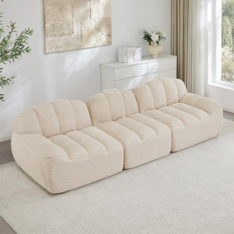 Modułowa sofa 3-osobowa w stylu muszli, głębokie poduszki, do salonu i mieszkania, nie wymaga montażu