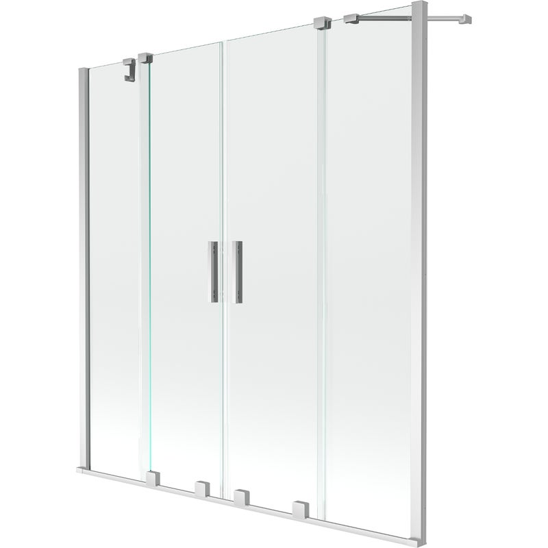 Mexen Velar Duo parawan nawannowy 2-skrzydłowy rozsuwany 150 x 150 cm, transparent, chrom - 896-150-000-02-01