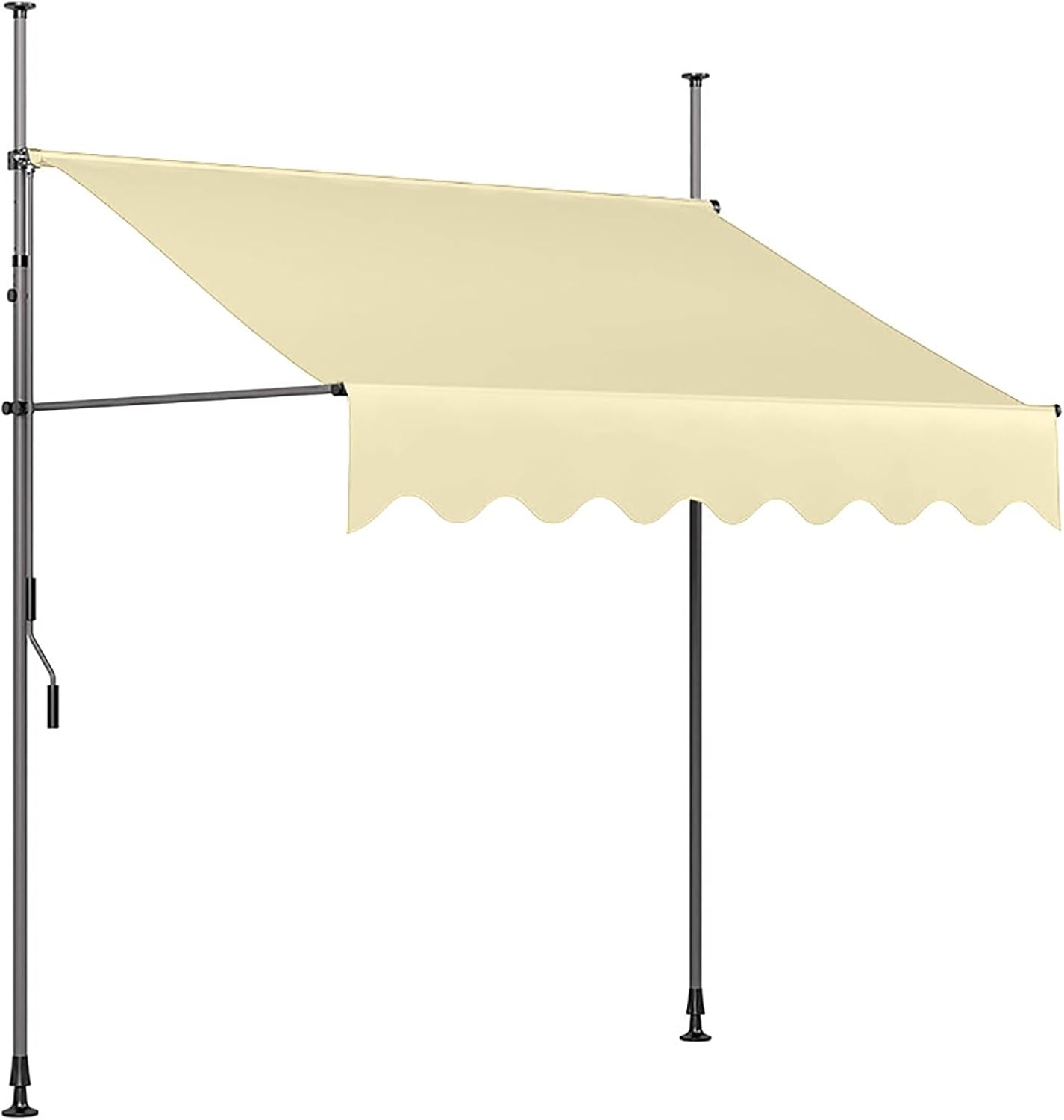 Markiza ogrodowa zwijana ręcznie, markiza tarasowa bez śrub, markiza przeciwsłoneczna z regulacją wysokości, markiza tarasowa - 200 cm * 120 cm - beż
