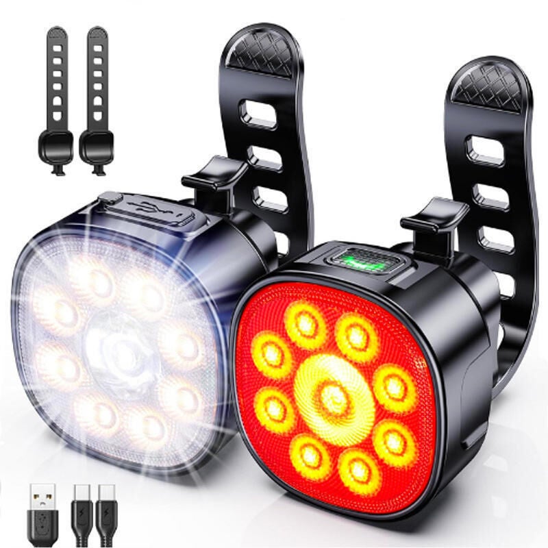 Wodoodporna lampa rowerowa LED – 4 tryby – ładowana przez USB – odpowiednia do rowerów i hulajnóg