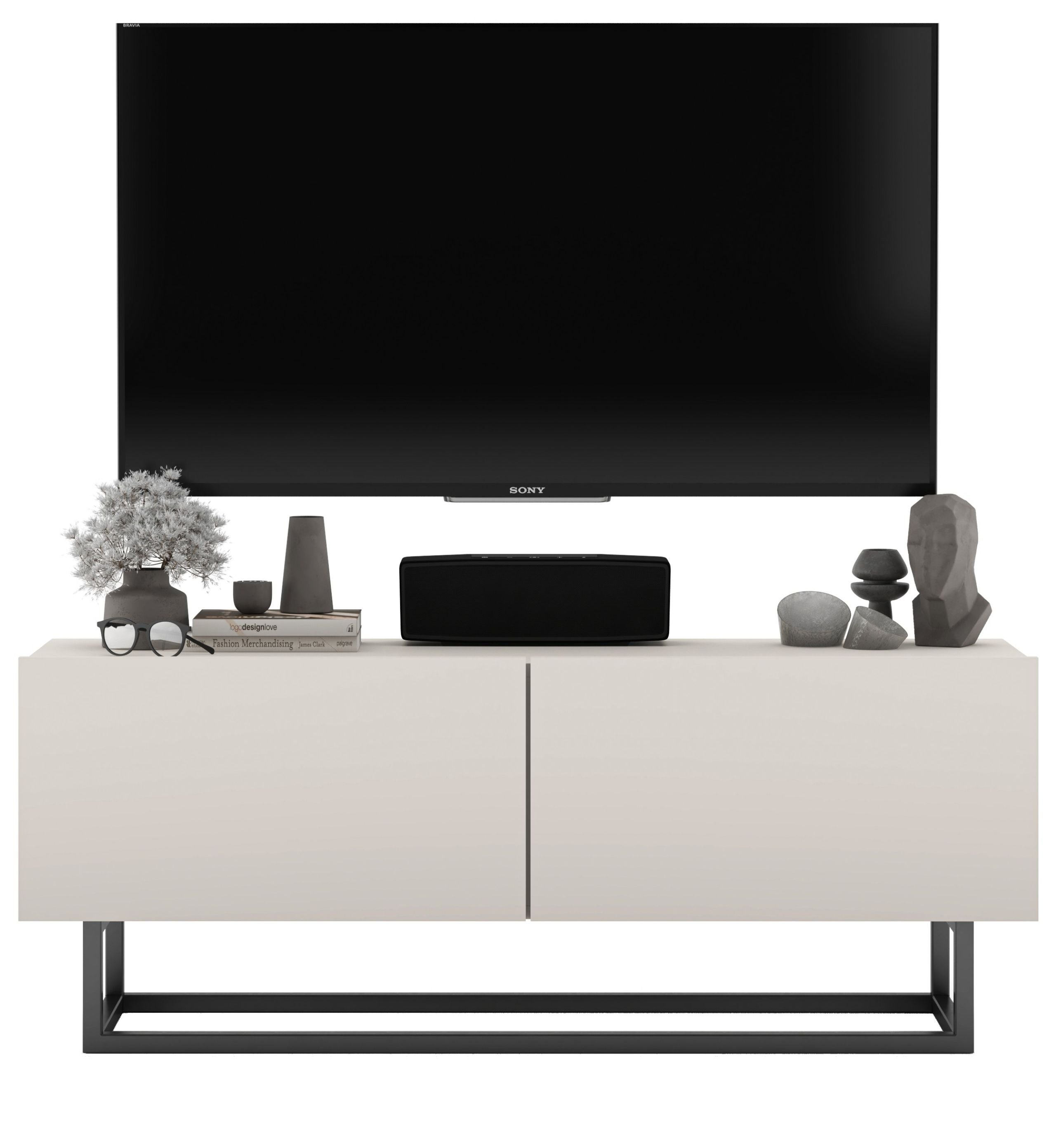 Szafka RTV Loft Industrialna 120 cm kaszmir mat, komoda pod telewizor do salonu