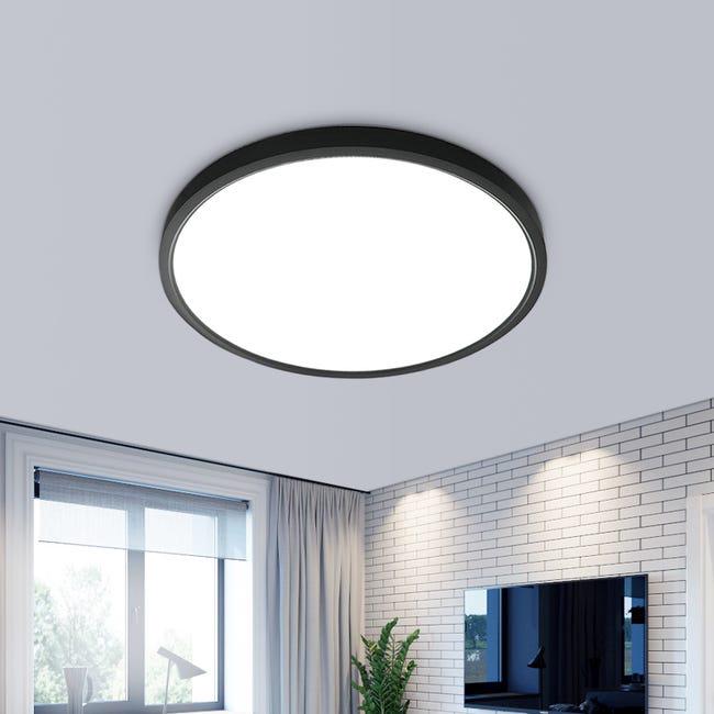 Lampa sufitowa LED GOECO do łazienki, średnica 30 cm, 24 W, 2160 lm, IP44, białe światło 6500 K, czarna, okrągła lampa sufitowa do korytarza, kuchni i