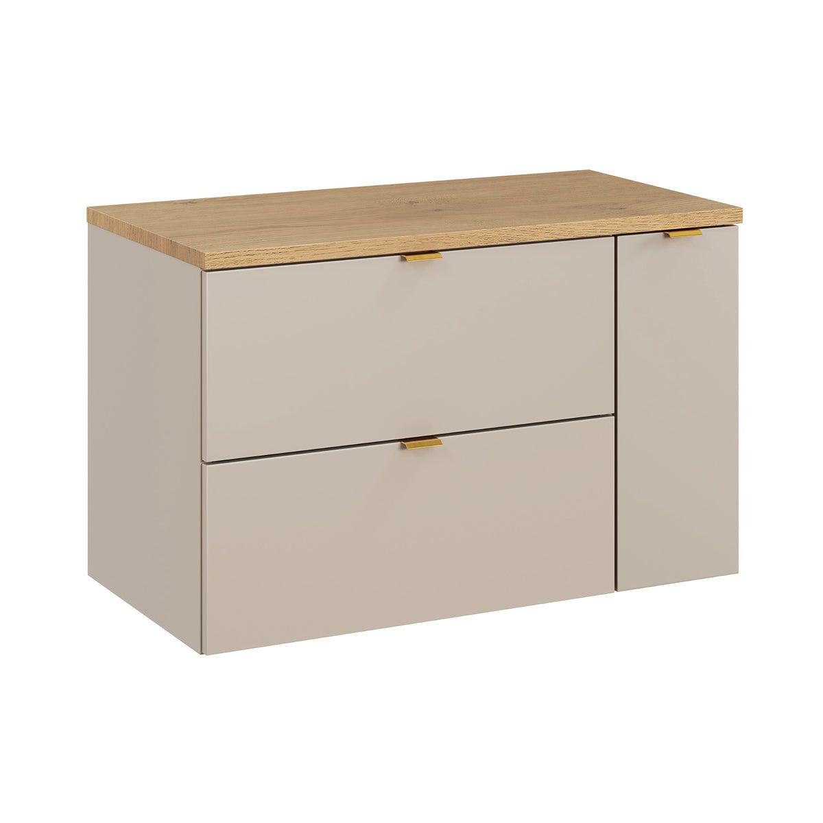 Szafka pod umywalkę 80 cm z 3 szufladami, model Azel, kolor kaszmir i drewno