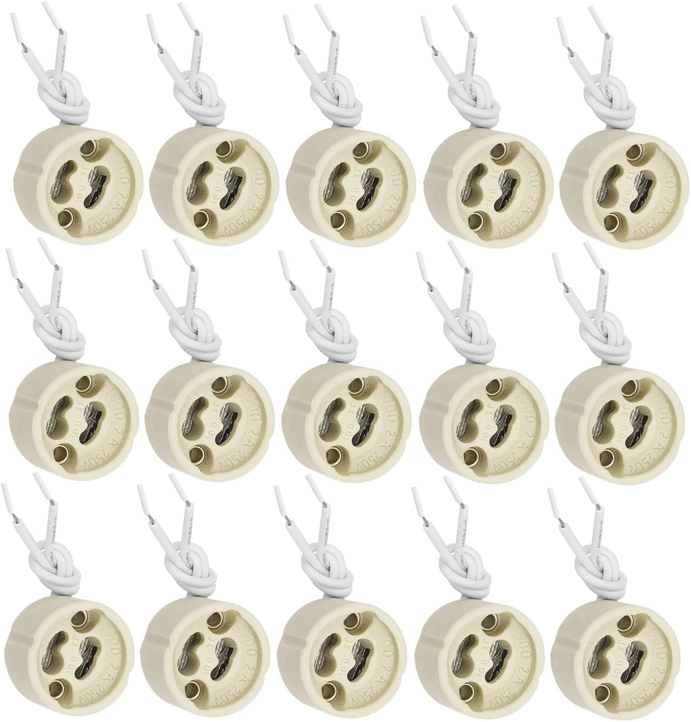 20 sztuk 2A 250V Ceramiczna podstawa lampy GU10 z 9cm silikonowym kablem Złącze gniazda żarówki Adapter