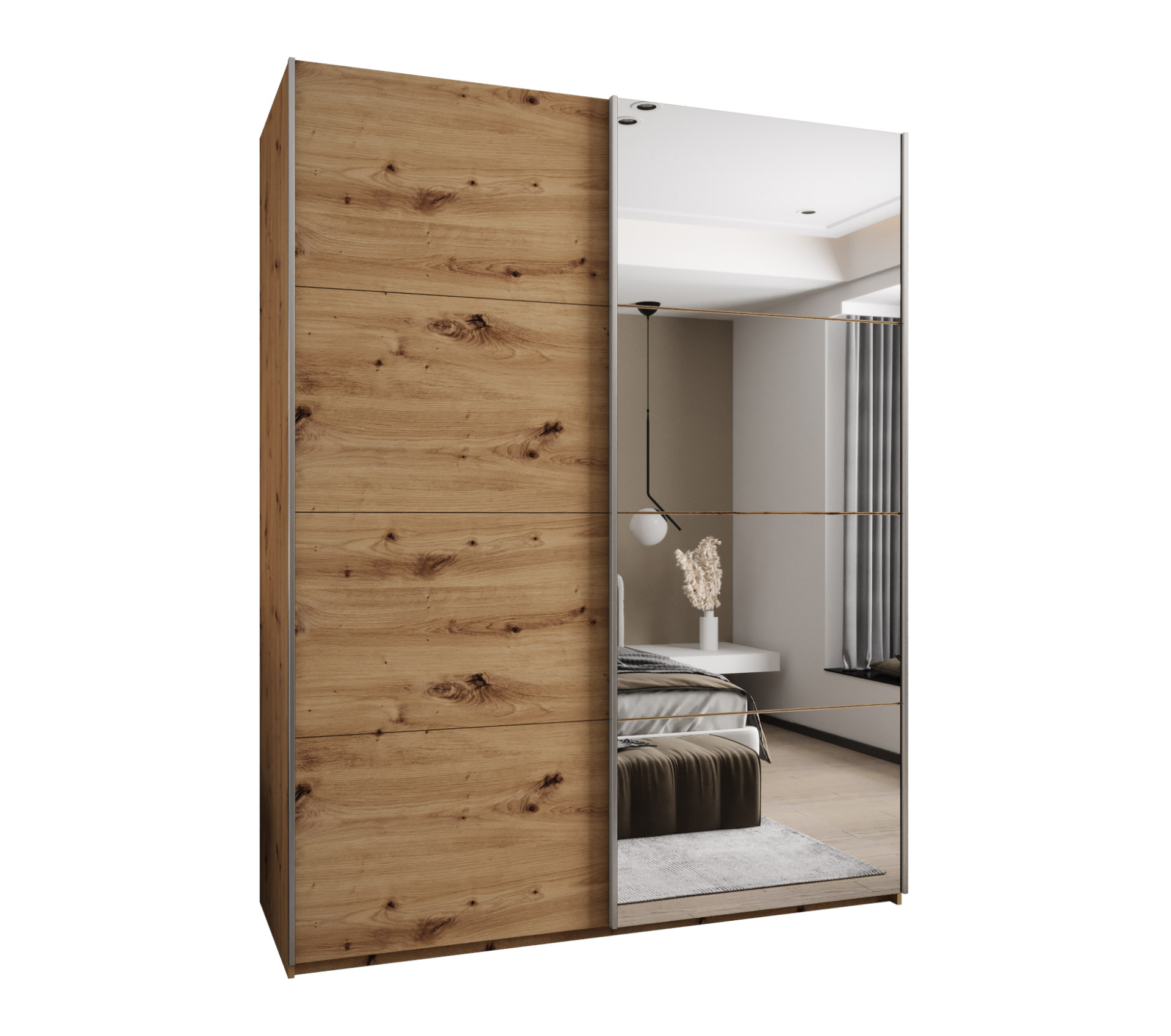 Szafa przesuwna wysoka Lux 3 200 x 64 x 245,5 cm artisan + artisan + u. srebrny - Abiks Meble