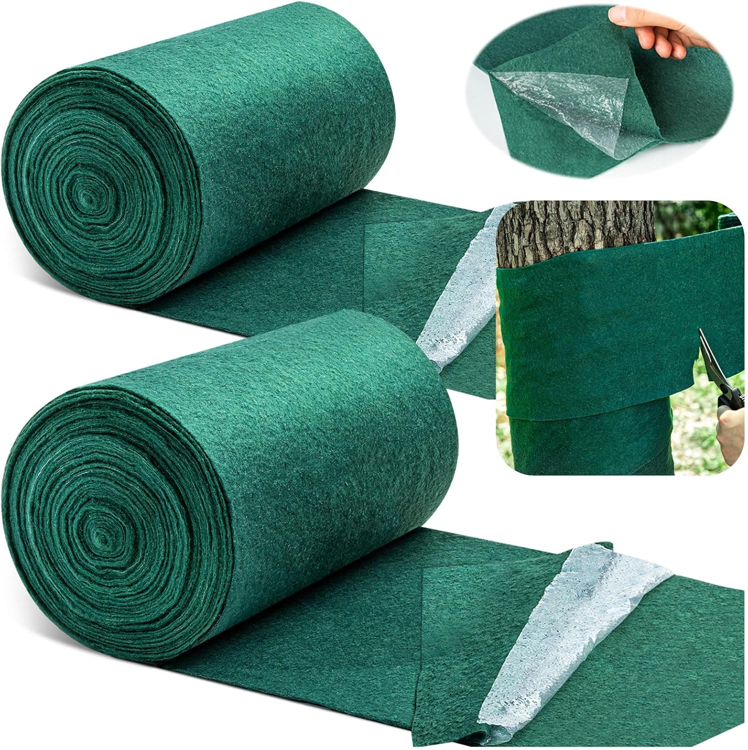 Gruba, jednowarstwowa folia ochronna do drzew – chroni drzewa przed silnym zimnem i zatrzymuje wilgoć – 2 rolki, 20 cm x 15 m, kolor zielony