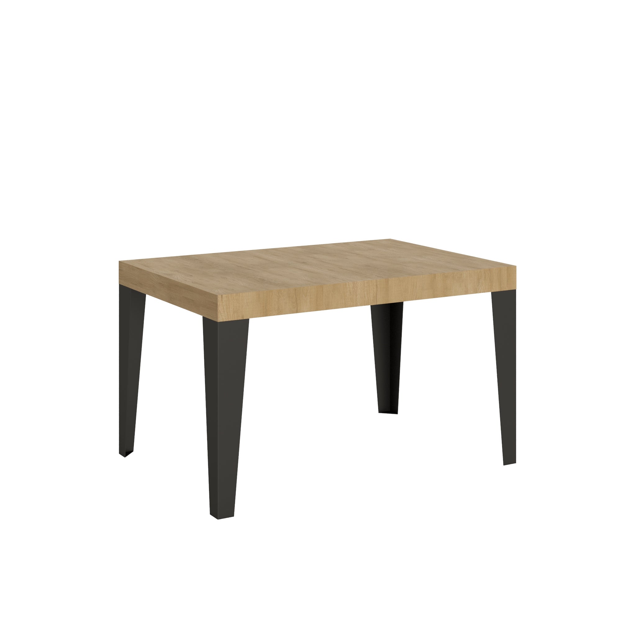Mesa rústica Flame de 90x120/224 cm con efecto de madera maciza veteada en roble natural.