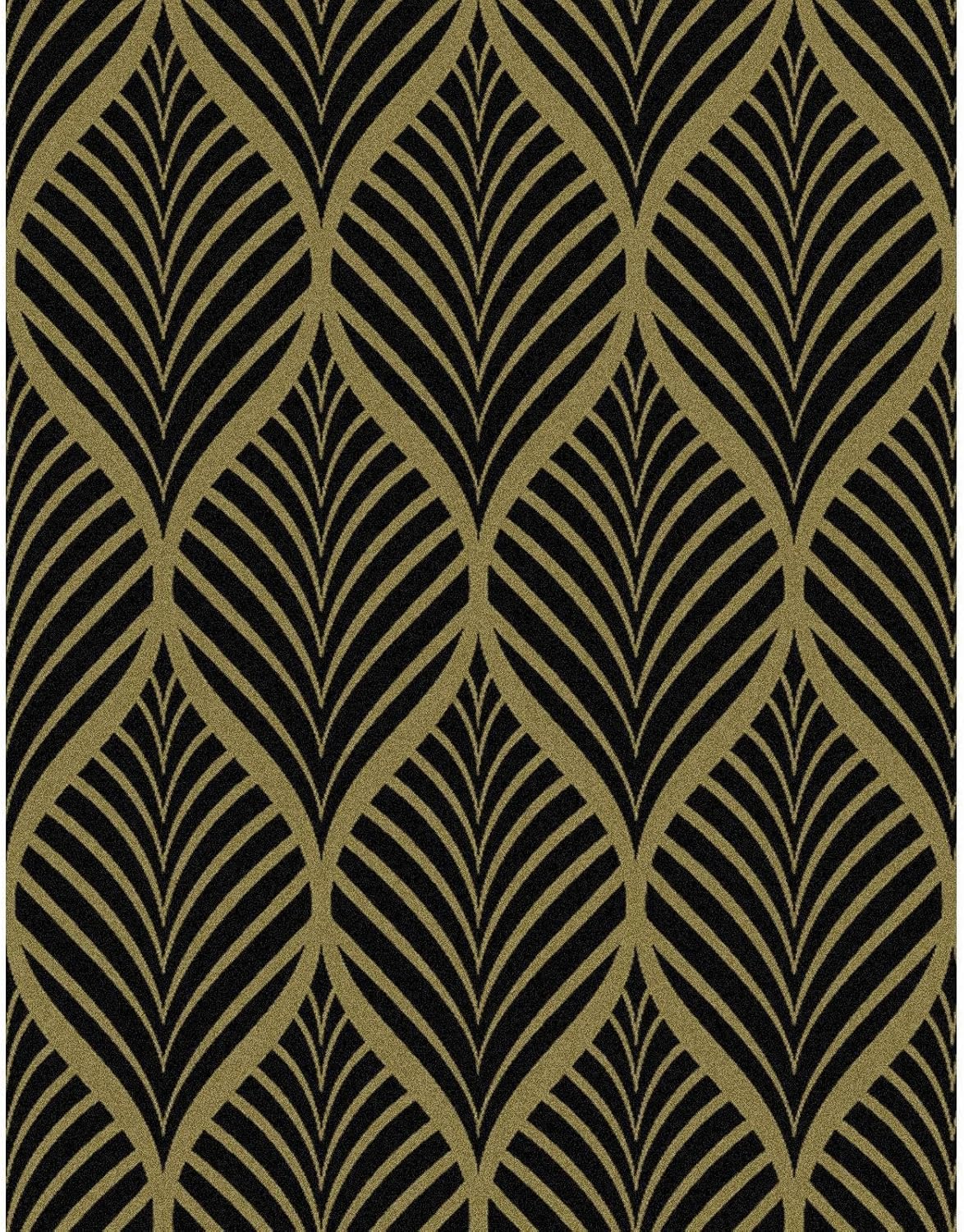 Samoprzylepna tapeta z nowoczesnym, minimalistycznym wzorem geometrycznym, 44,5 x 1000 cm, odpowiednia na meble lub do kuchni (czarno-złota).