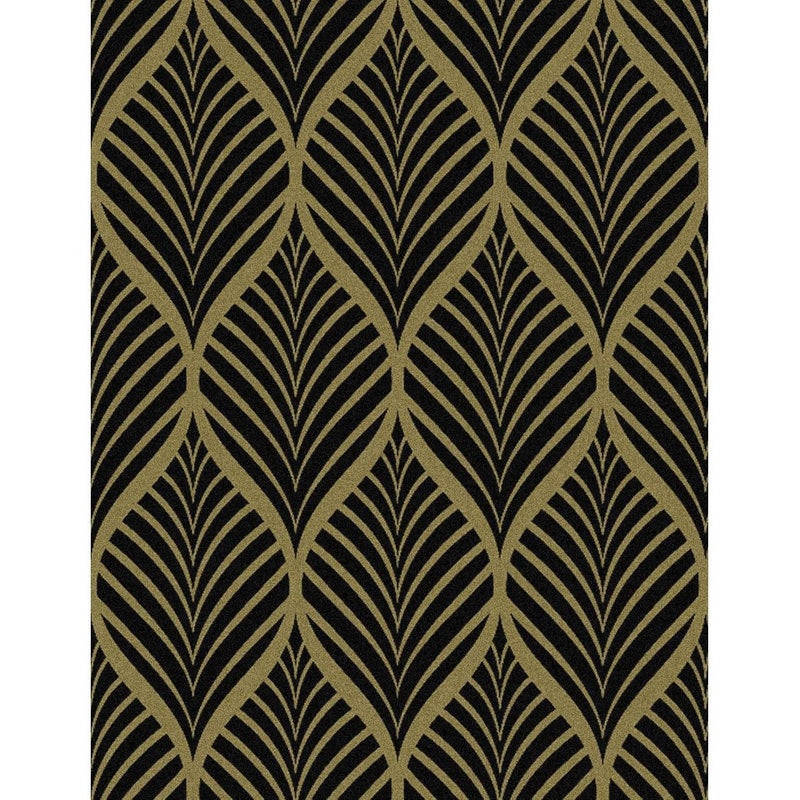 Samoprzylepna tapeta z nowoczesnym, minimalistycznym wzorem geometrycznym, 44,5 x 1000 cm, odpowiednia na meble lub do kuchni (czarno-złota).