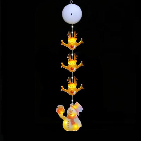 Świąteczna girlanda świetlna w kształcie renifera, bałwana, 55 cm, lampki z przyssawką na okno, 55 cm, 8 trybów