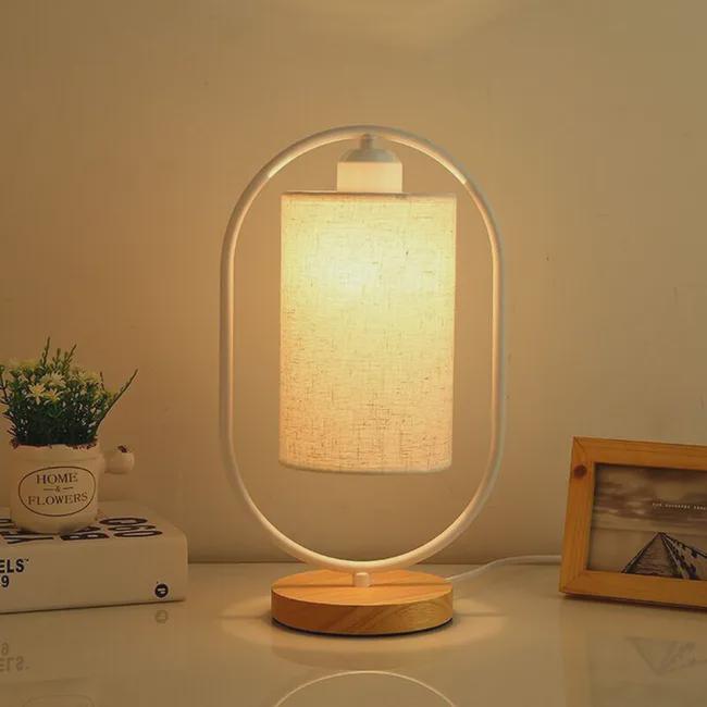 Lampka nocna LED Jalleria, lampka do sypialni z nowoczesnym kloszem z tkaniny, elegancko zaprojektowana lampa stołowa (żarówka LED 5W)
