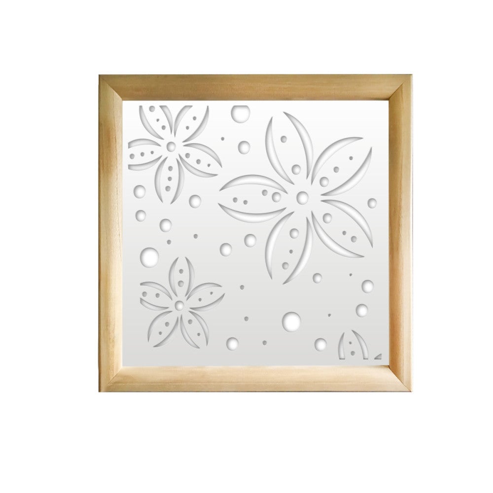 KWIATY - Kwadratowe moduły dekoracyjne z drewna i PCV - Rozmiar 73x73 cm - Grubość 64 mm - Kolor wewnętrzny BIAŁY