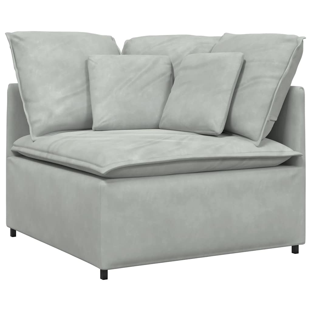 Sofa modułowa z poduszkami aksamitna jasnoszara
