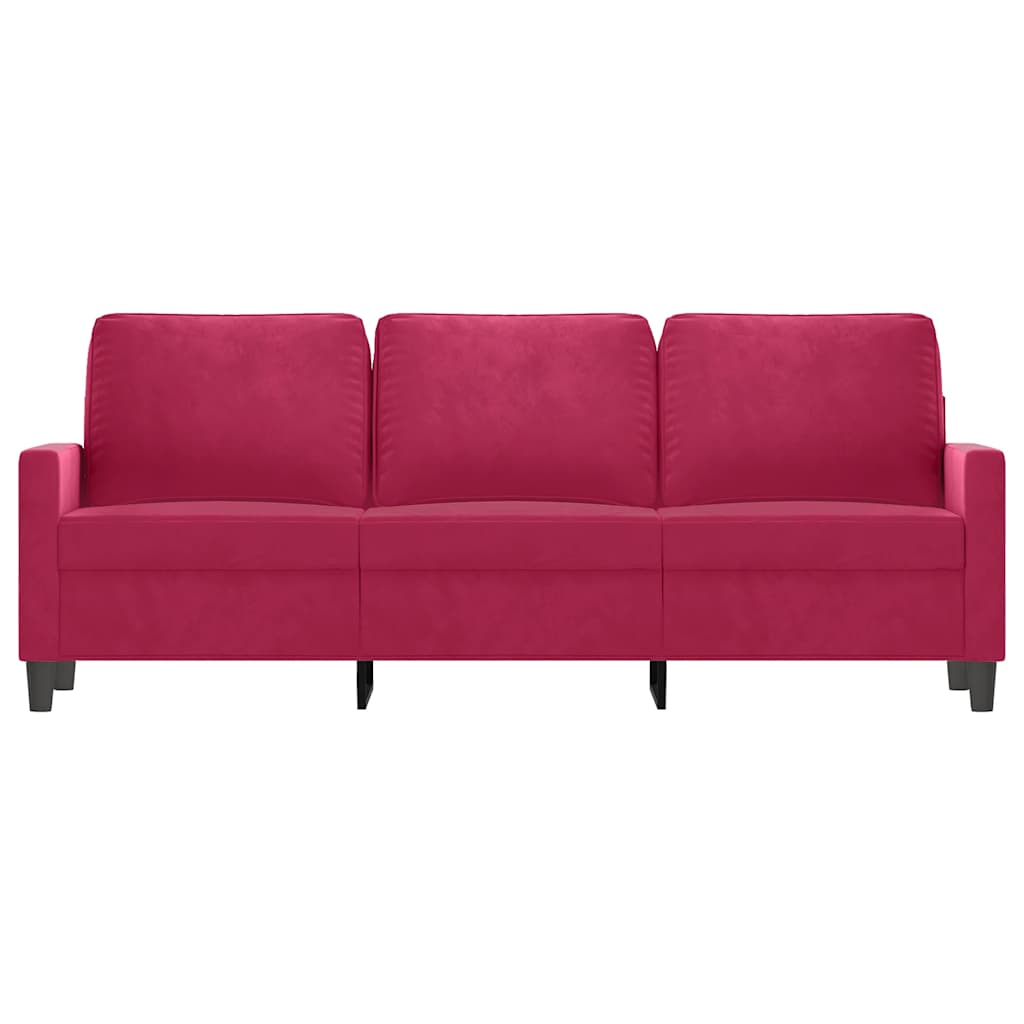 Sofa 3-osobowa, winna czerwień, 180 cm, obita aksamitem