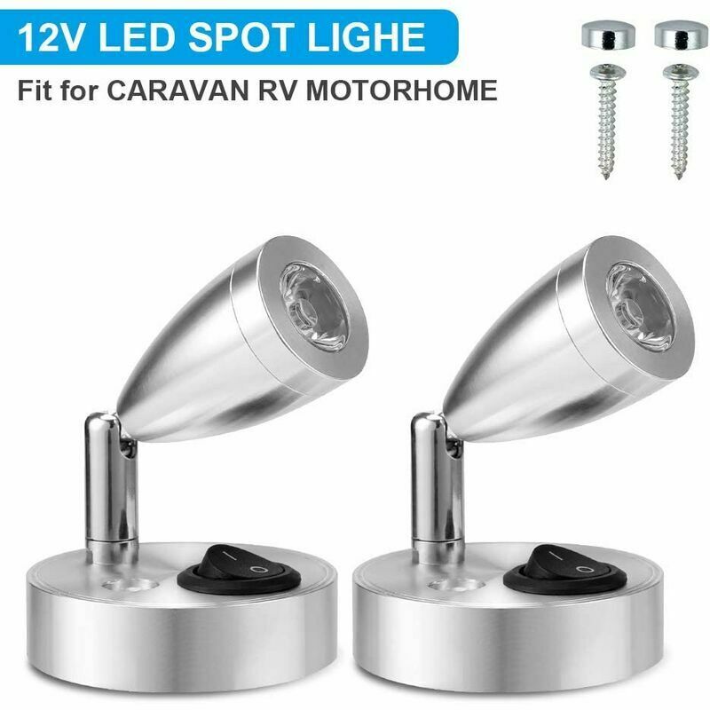 Lampa LED 12V do czytania, punktowa, z regulowanym przełącznikiem, ciepłe światło do RV Van Bateau, wewnętrzne oświetlenie LED (2 szt.)