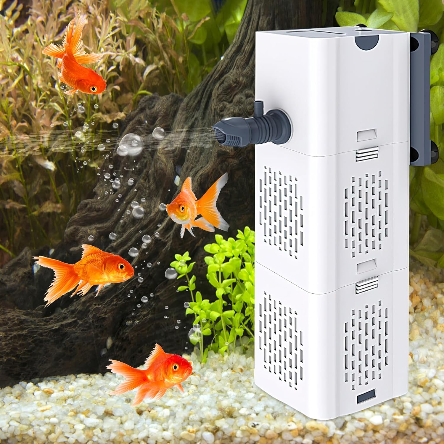 Filtr wewnętrzny do akwarium 60L z pompą - system filtracji dla krewetek, 700L/H 10W
