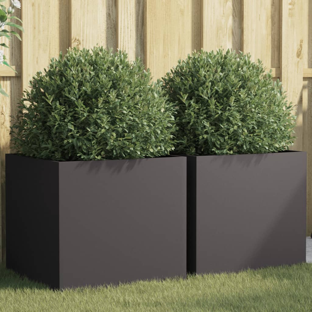 Donice, 2 szt., czarne, 49x47x46 cm, stal vidaXL