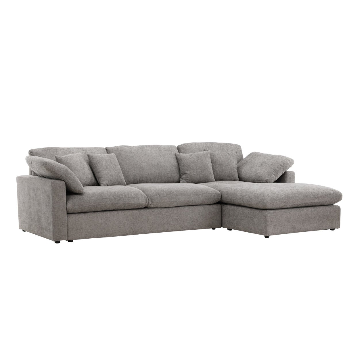 Amalfi sofa chaise longue 6 poduszek dekoracyjnych lewy szary.