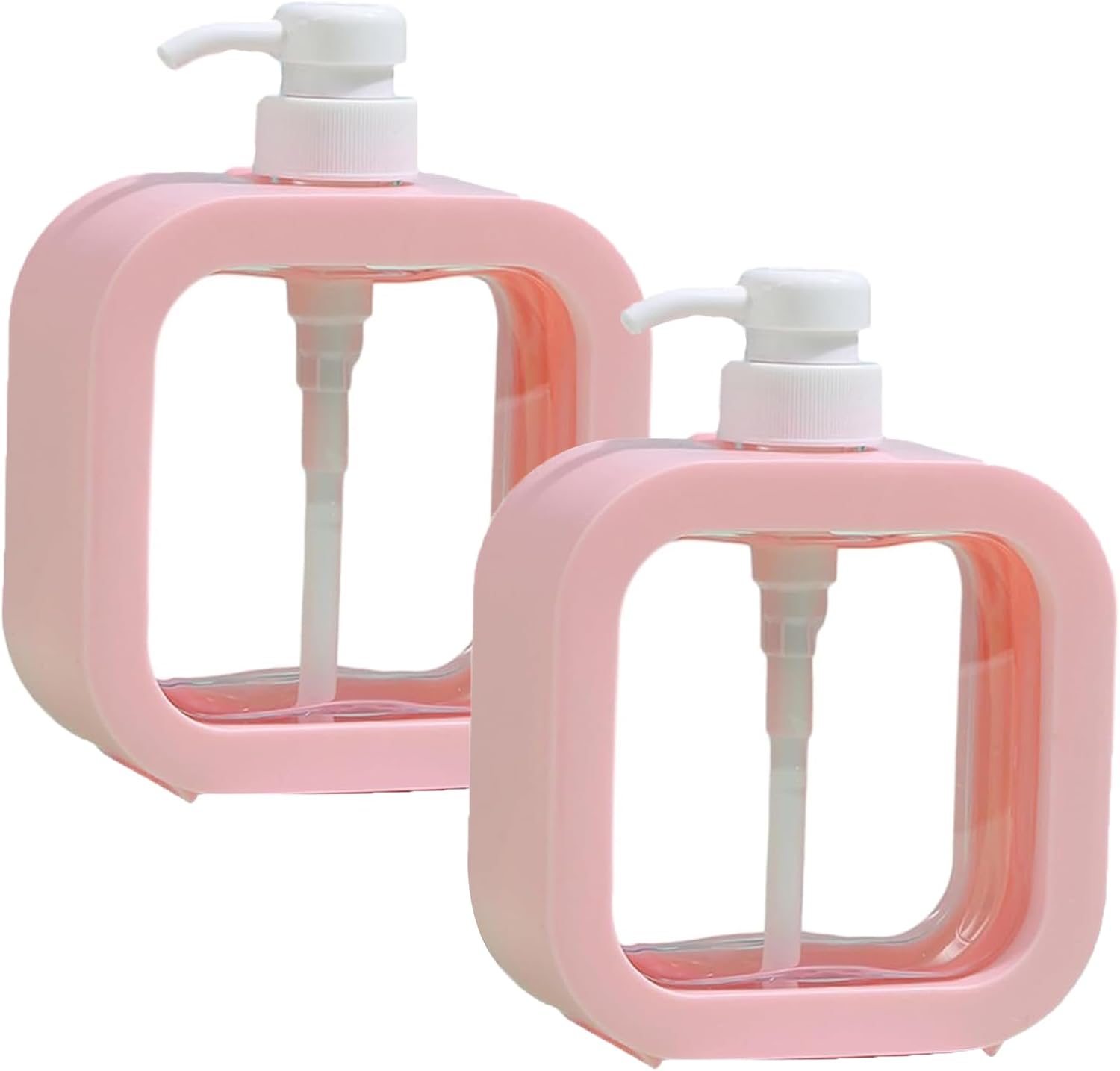 Dozownik do mydła, dozownik do żelu pod prysznic (2 sztuki), dozownik do szamponu i żelu pod prysznic 500 ml (różowy)