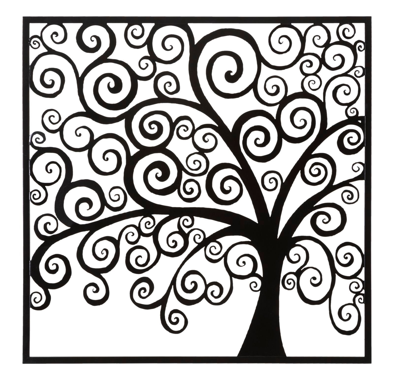 Panel dekoracyjny Three Plus 3D Iron – obraz ścienny ze stylizowanym drzewem w czarnej kwadratowej ramie 100x100 cm – Style Glam