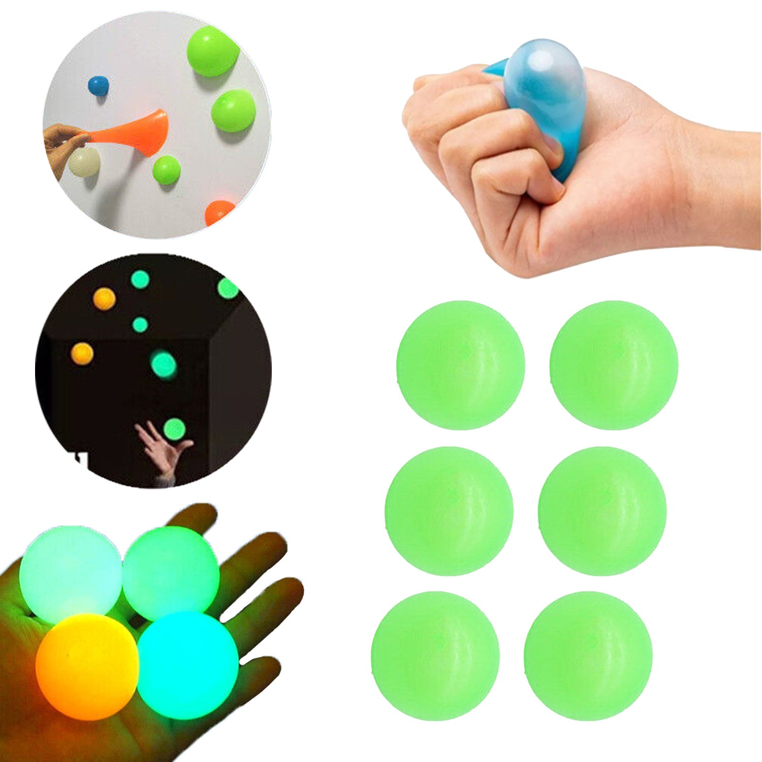 Zestaw 6 zielonych kul Dream Balls, lśniących i błyszczących, antystresowych dla rodziców i dzieci, grubość 4,5 cm