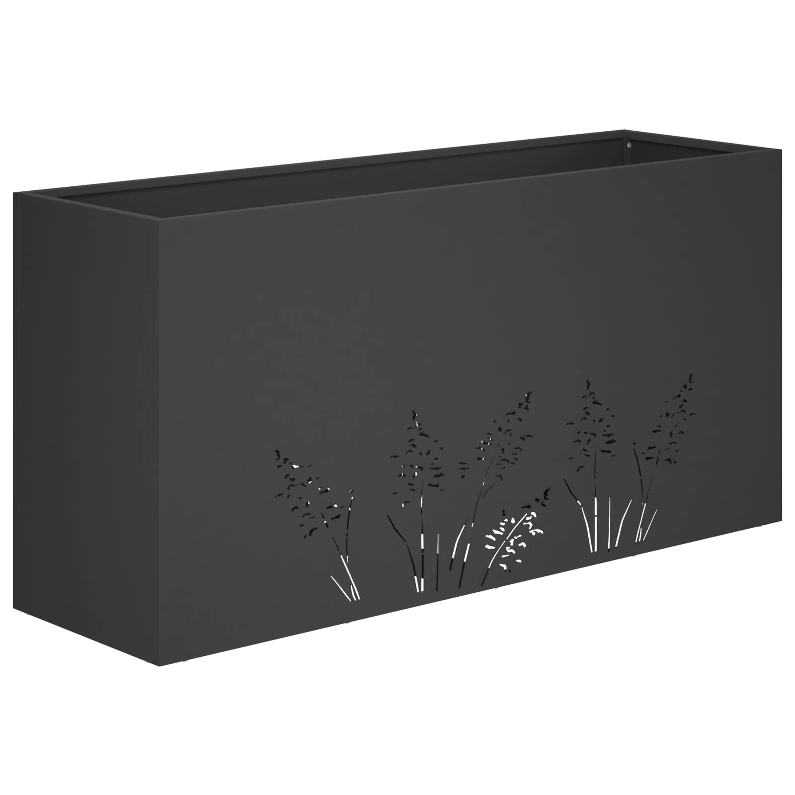 Donica Ogrodowa Stalowa 100x20x49 cm Czarna na Taras na Balkon
