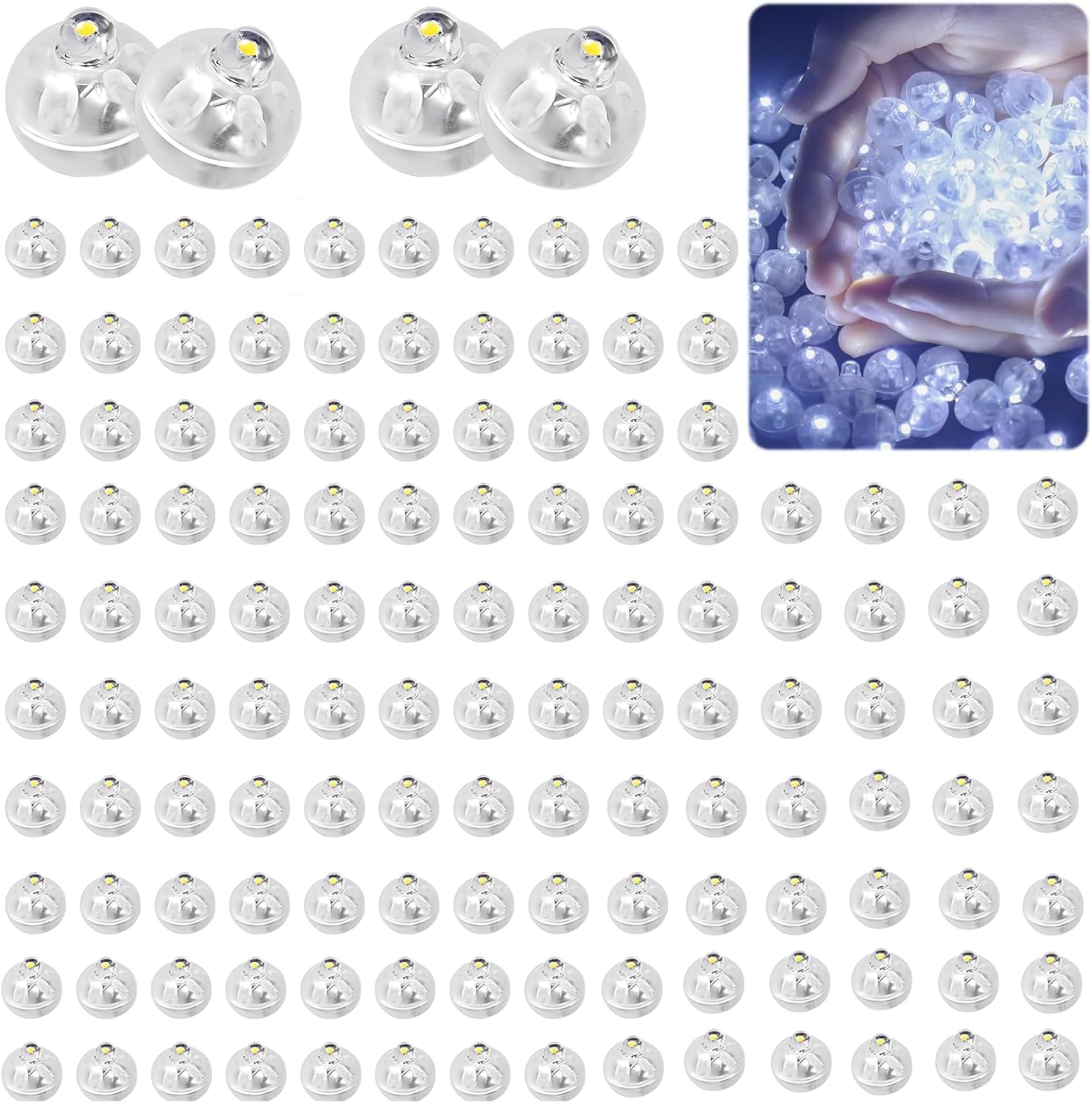 100 szt. okrągłych lampek LED na balony na wesele, urodziny, Halloween, Boże Narodzenie (białe)