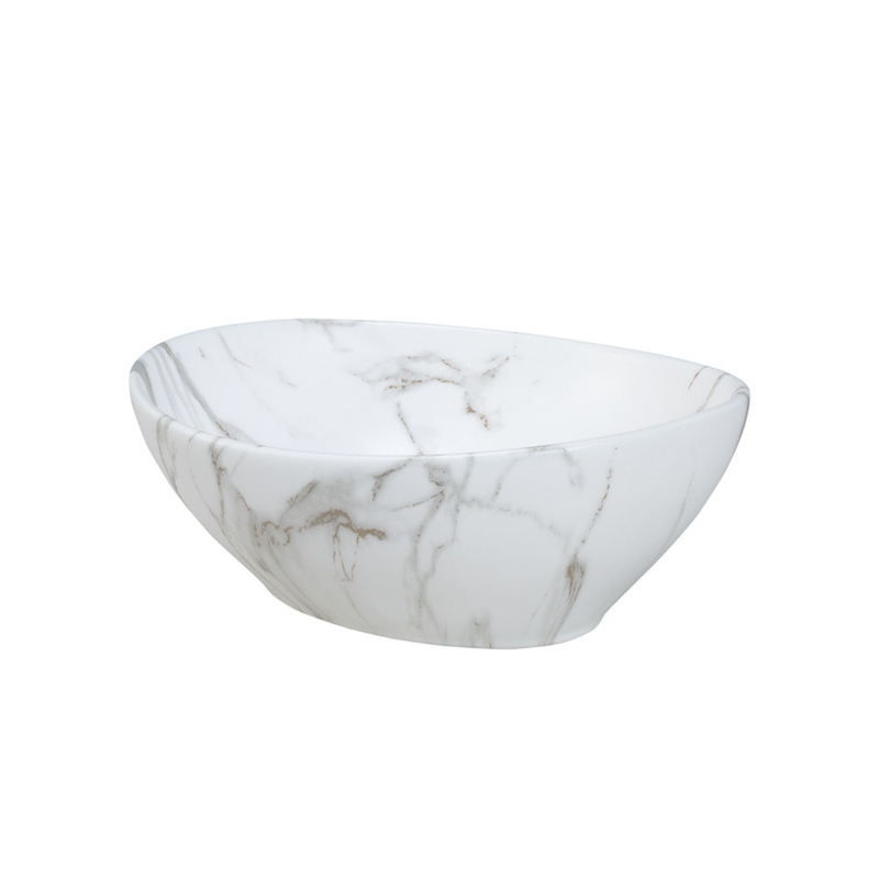 Umywalka owalna nablatowa – 40 x 33 cm – Marmur biały połysk – MARBELIA