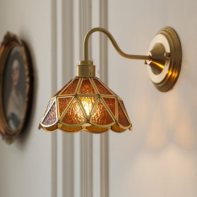 Kinkiet, lampka nocna w stylu retro, kinkiet ze szklanym kloszem, kinkiet wewnętrzny (żarówka nie jest dołączona).