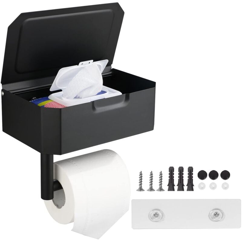Uchwyt na papier toaletowy z pojemnikiem na nawilżane chusteczki ścienny uchwyt na rolkę papieru toaletowego ze stali nierdzewnej do kuchni łazienki