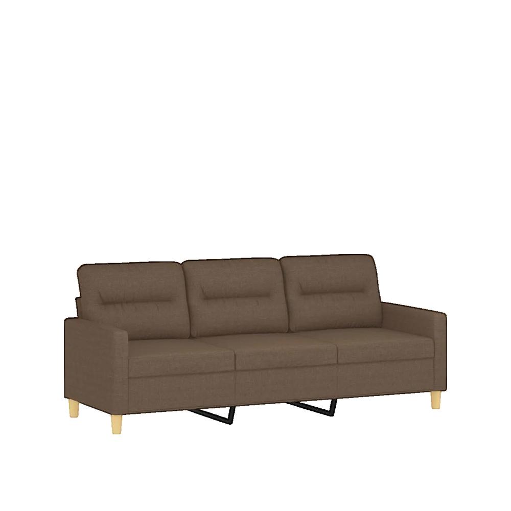 Sofa 3-osobowy vidaXL brązowy trwała tkanina i zdejmowane poduszki