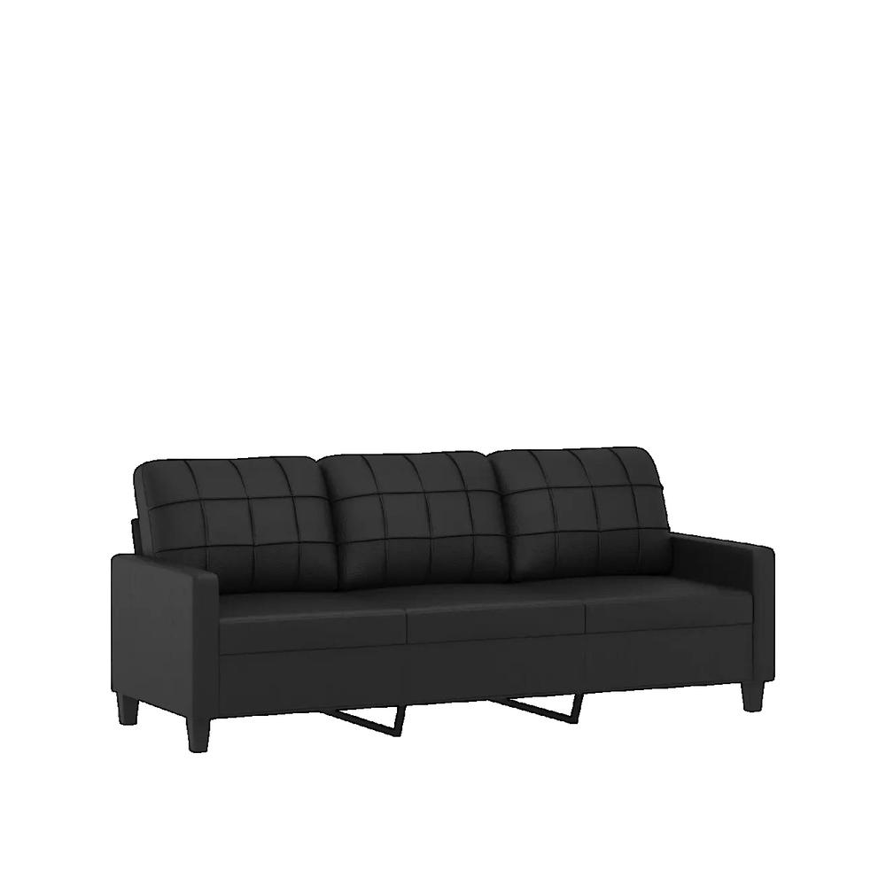 Sofa 3-osobowy vidaXL z ekoskóry czarny nowoczesny wygodny