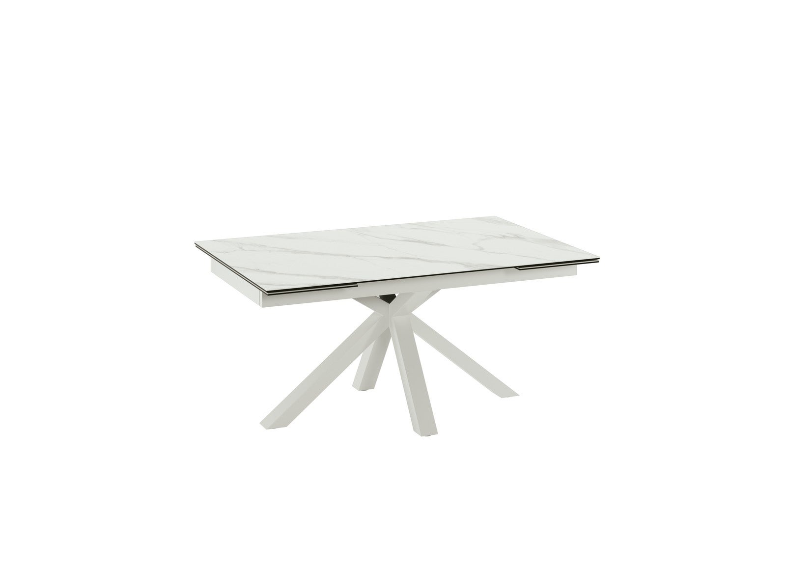 Table extensible blanc-céramique marbre blanc 90 cm x 160-240 cm H. 76 cm