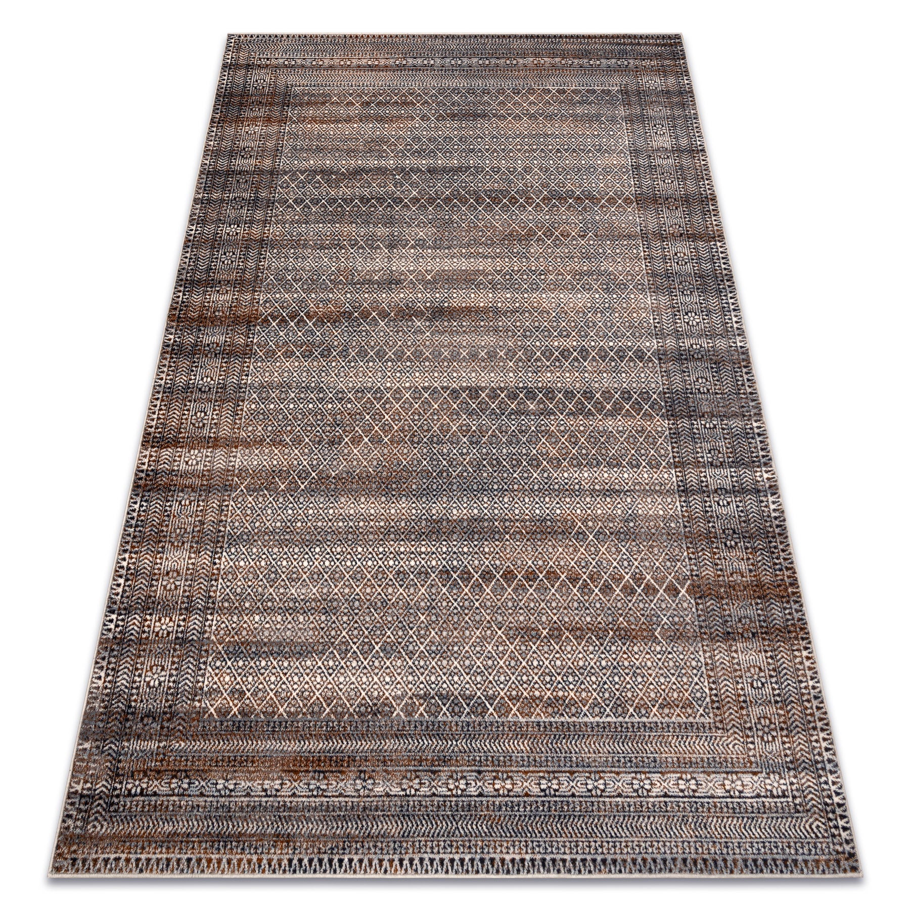 Dywan wełniany NAIN Ramka, romby 1277/51655 beż / szary / brązowy 120x170 cm