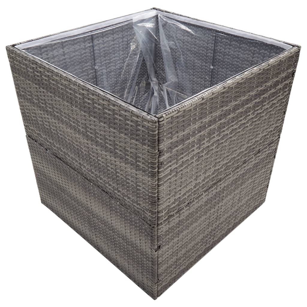 Donica ogrodowa, szara, 80x80x80 cm, rattan PE
