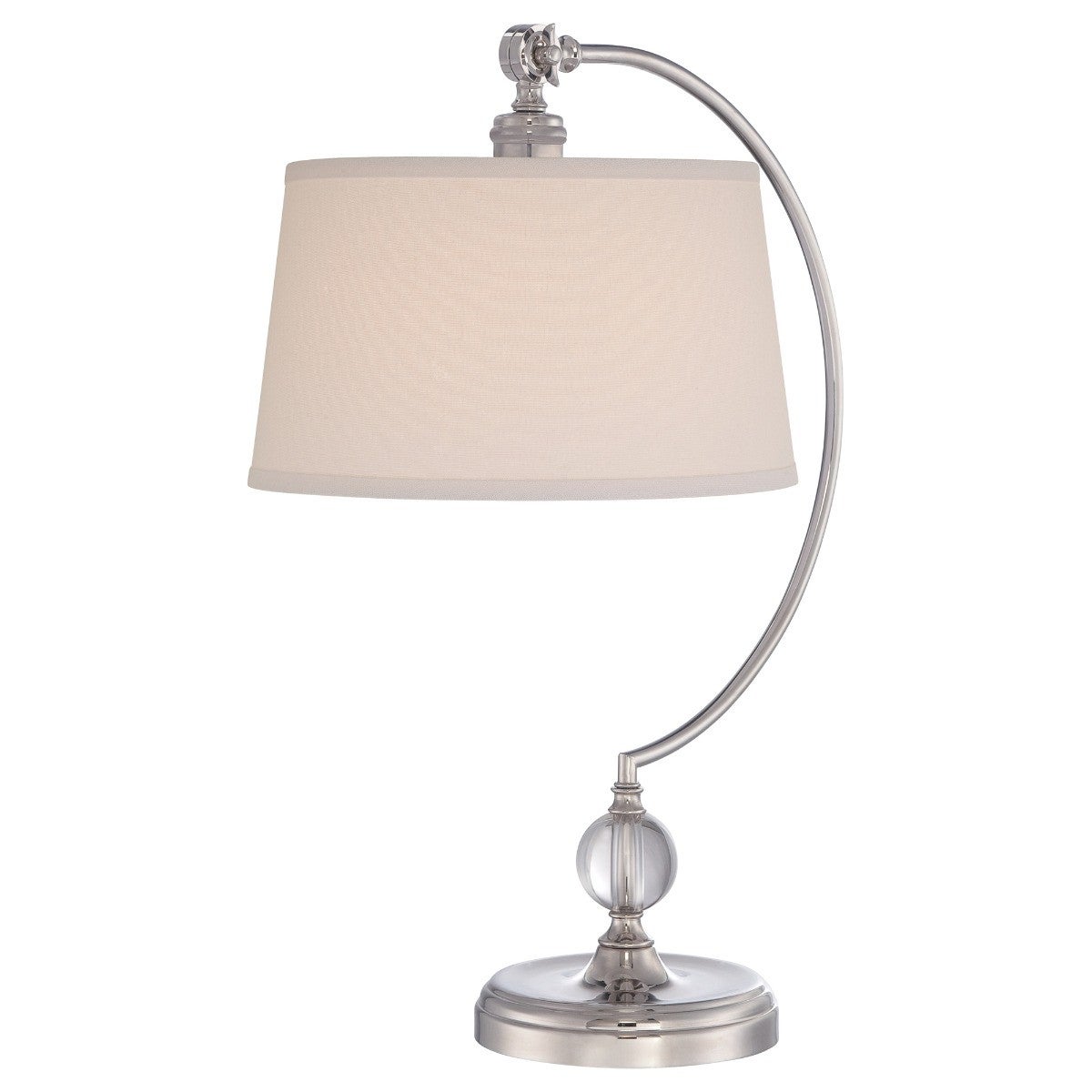 Lampe Jenkins, nickel poli,, avec abat-jour crème