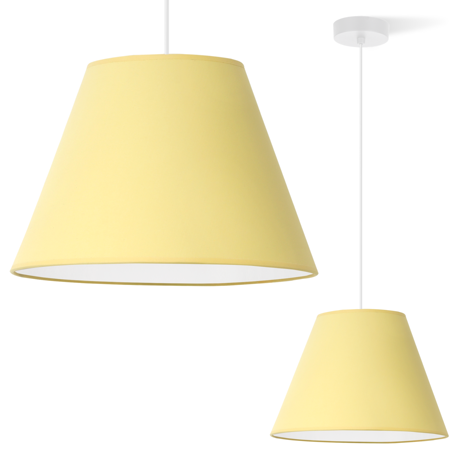 Lampa sufitowa wisząca biała Light Home LH Pastel 1xE27 abażur stożek 30cm żółty